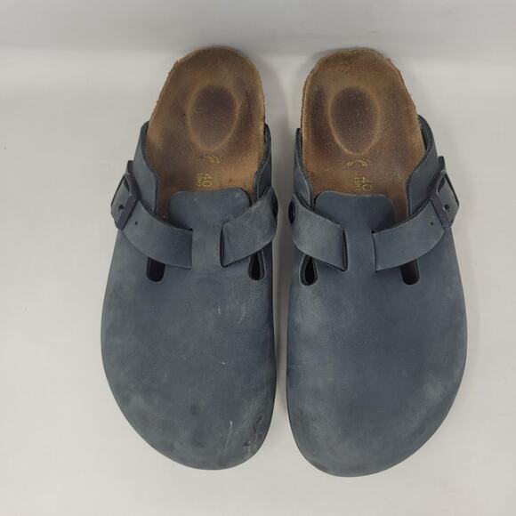 Birkenstock Boston Clogs EU40 US9 Dark Gray Nubuck Slip On Comfort Slides - Picture 8 of 12